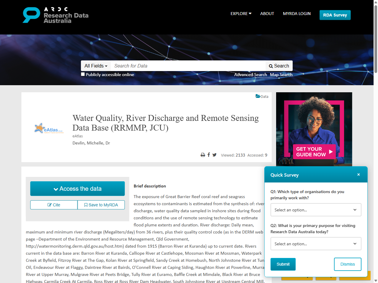 Preview of Water Quality, River Discharge and Remote Sensing Data Base, accessed July 20, 2025, 