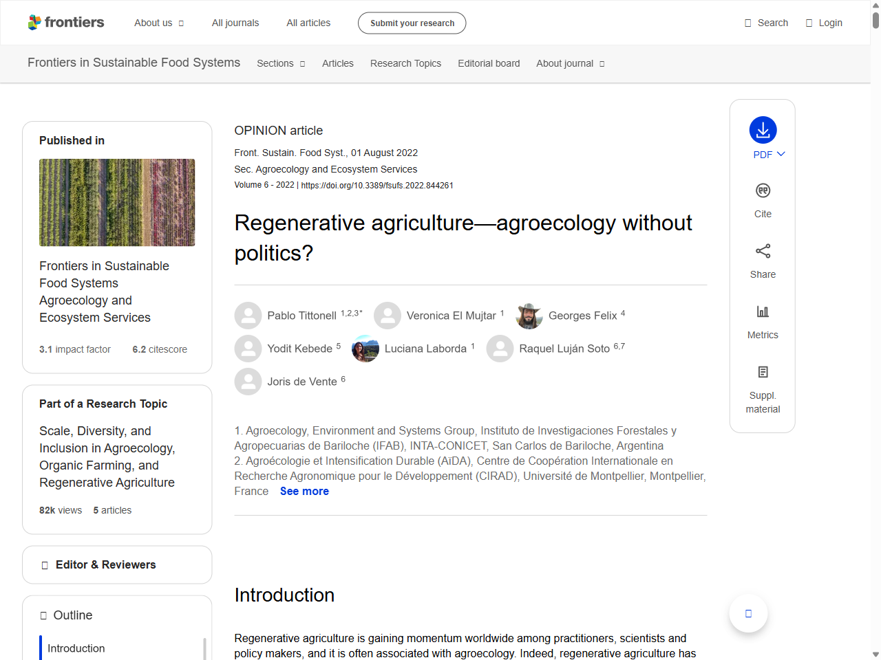 Preview of Regenerative agriculture—agroecology without politics? - Frontiers, accessed July 6, 2025,