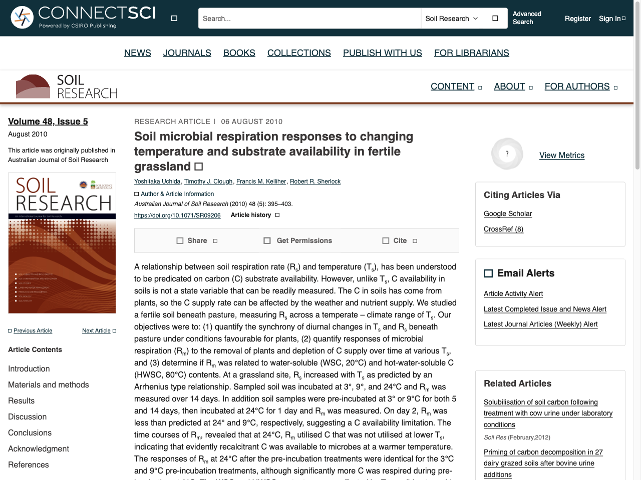 Preview of Soil microbial respiration responses to changing temperature and substrate availability in fertile grassland - CSIRO Publishing, accessed July 30, 2025,
