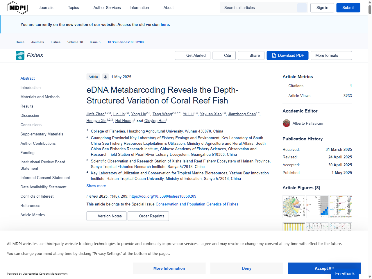 Preview of eDNA Metabarcoding Reveals the Depth-Structured Variation of Coral Reef Fish - MDPI, accessed August 4, 2025