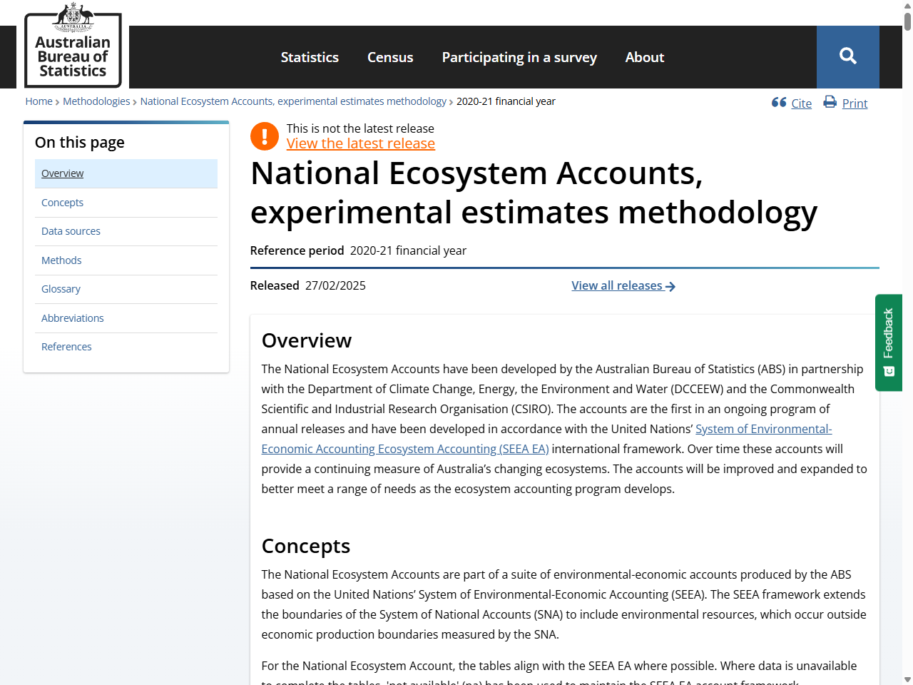 Preview of System of Environmental-Economic Accounting (SEEA), accessed on May 23, 2025