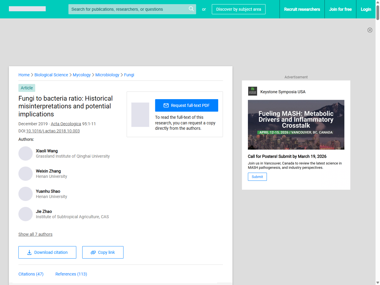 Preview of Fungi to bacteria ratio: Historical misinterpretations and potential implications | Request PDF, accessed July 18, 2025