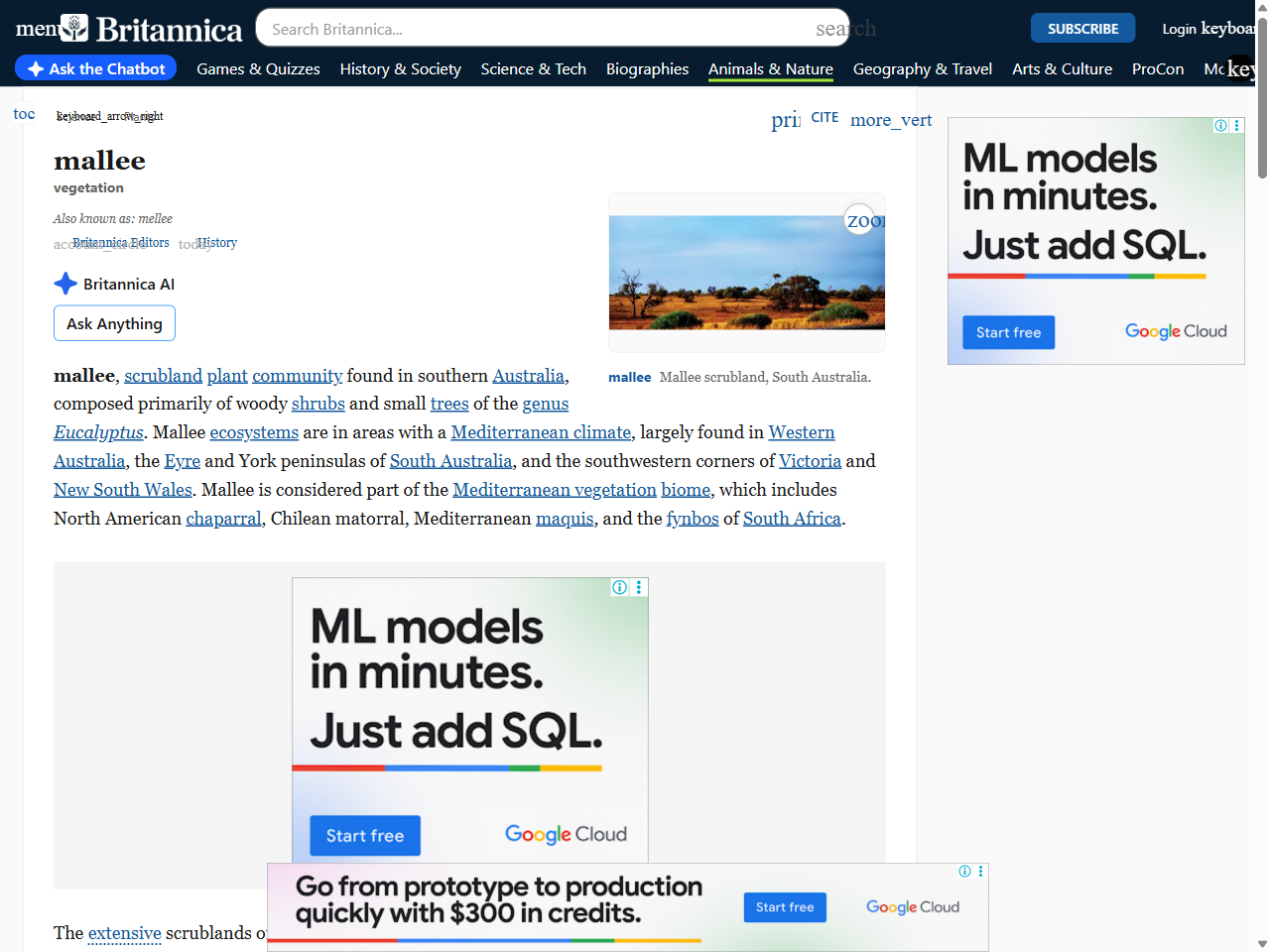 Preview of Mallee | Definition, Description, Ecosystem, Plants, Australia, & Facts - Britannica, accessed July 13, 2025