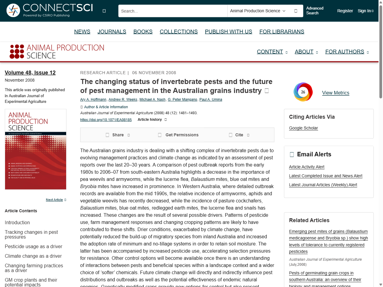 Preview of The changing status of invertebrate pests and the future of pest management in the Australian grains industry - CSIRO Publishing