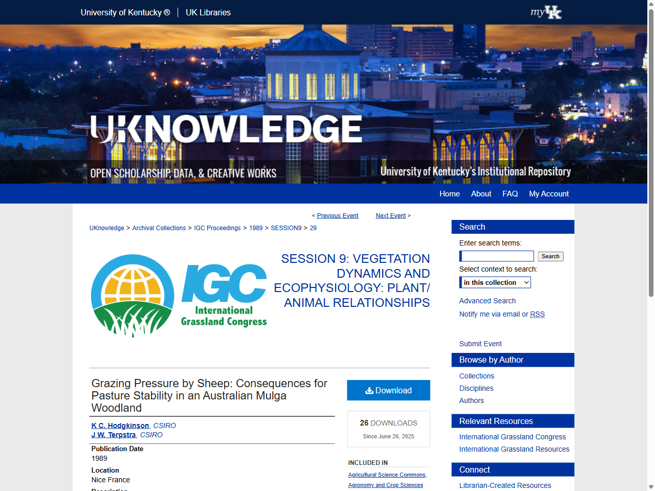Preview of IGC Proceedings (1989-2023): Grazing Pressure by Sheep: Consequences for Pasture Stability in an Australian Mulga Woodland - UKnowledge, accessed July 6, 2025, 