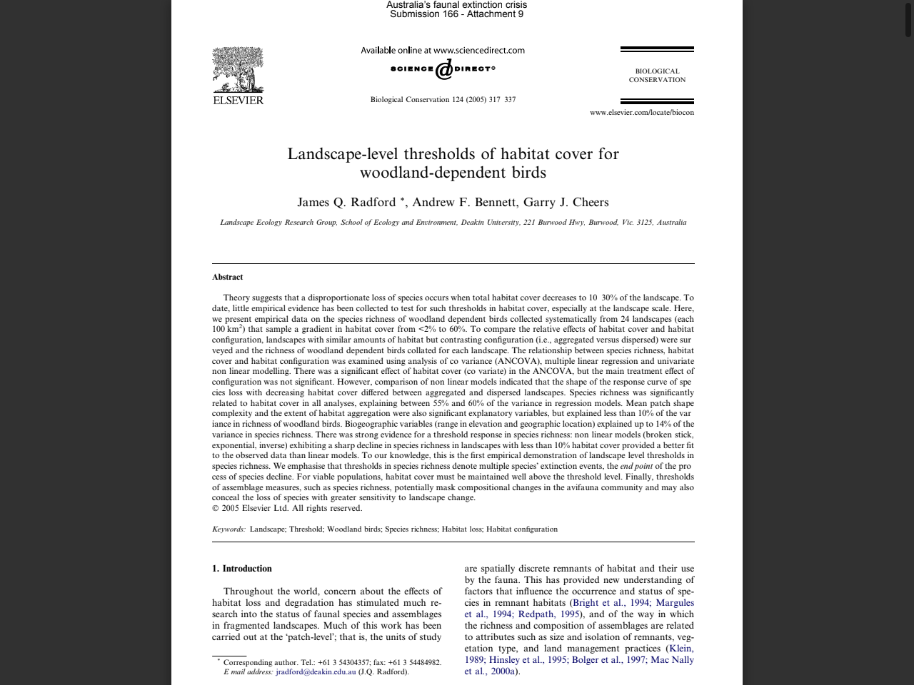 Preview of Landscape-level thresholds of habitat cover for woodland-dependent birds, accessed July 10, 2025,