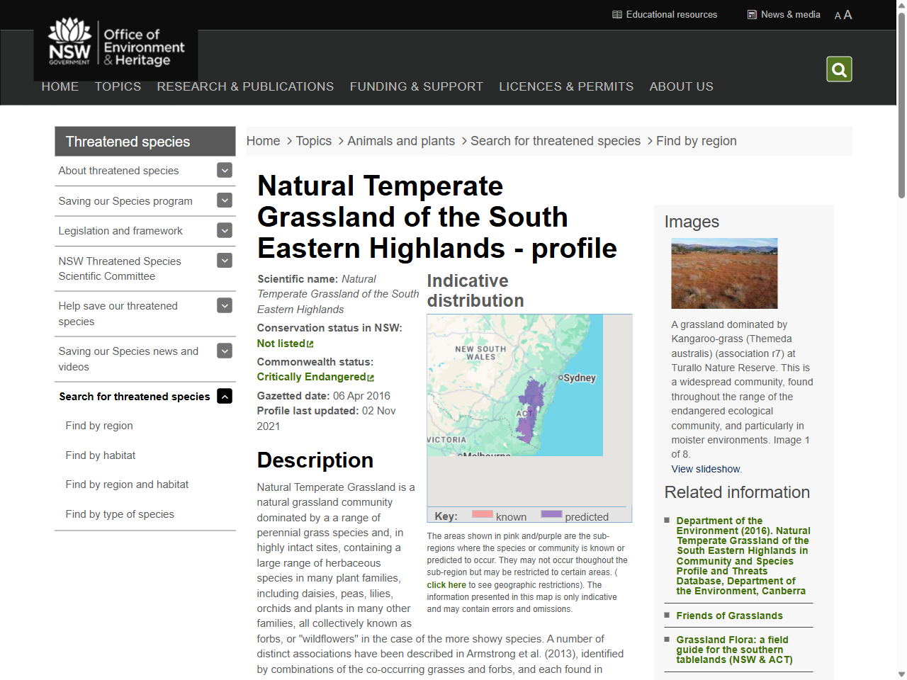 Preview of Natural Temperate Grassland of the South Eastern Highlands - profile, accessed August 10, 2025