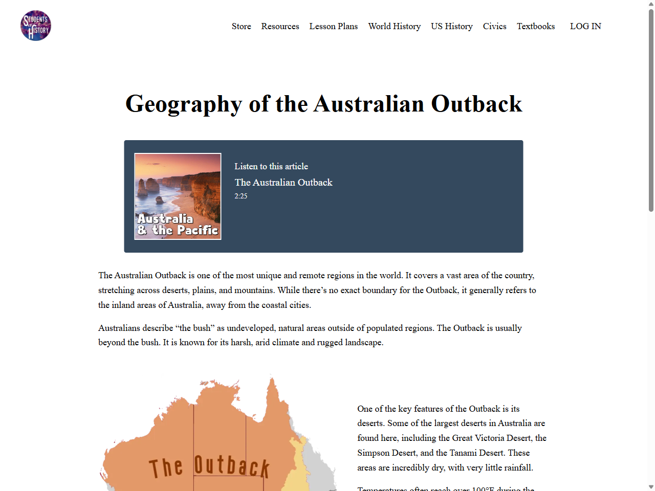 Preview of The Australian Outback: Geography, Map, & People - Students of History, accessed August 1, 2025,