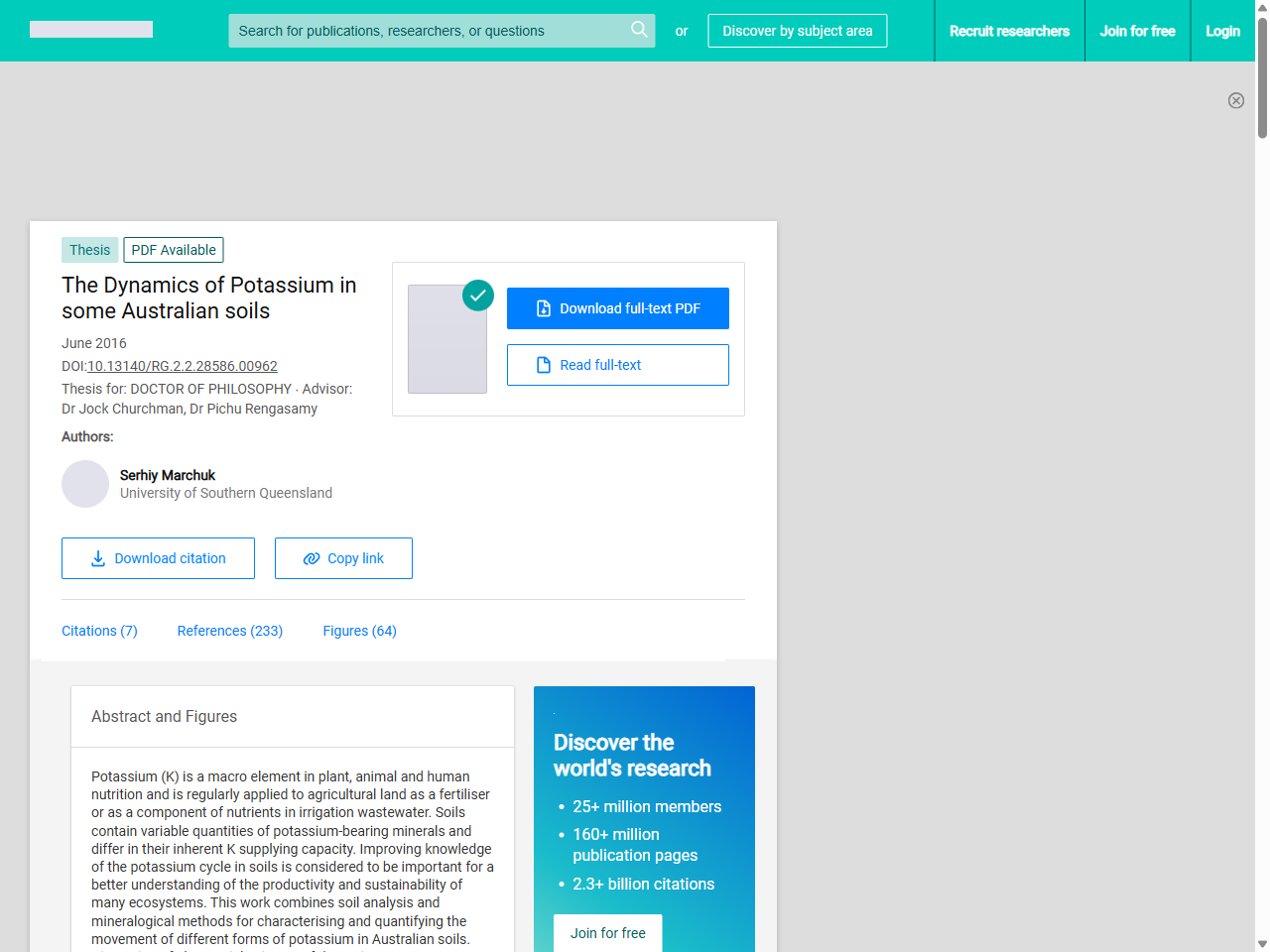 Preview of The Dynamics of Potassium in some Australian soils - ResearchGate