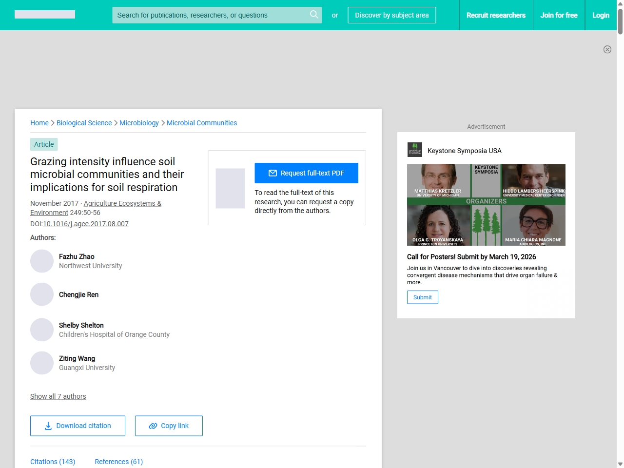 Preview of Grazing intensity influence soil microbial communities and their implications for soil respiration | Request PDF - ResearchGate, accessed July 19, 2025, 