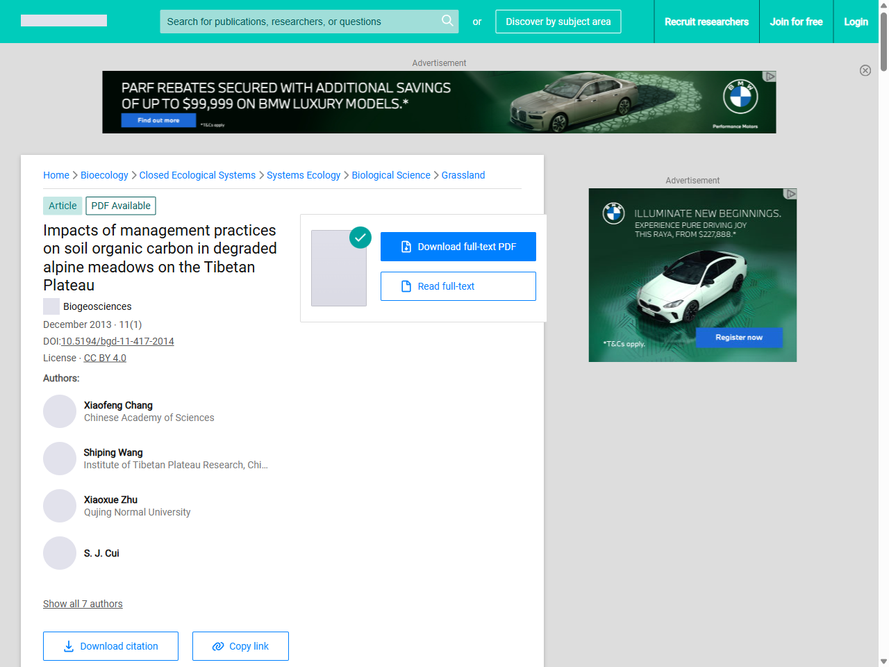 Preview of Impacts of management practices on soil organic carbon in degraded alpine meadows on the Tibetan Plateau - ResearchGate, accessed August 3, 2025,