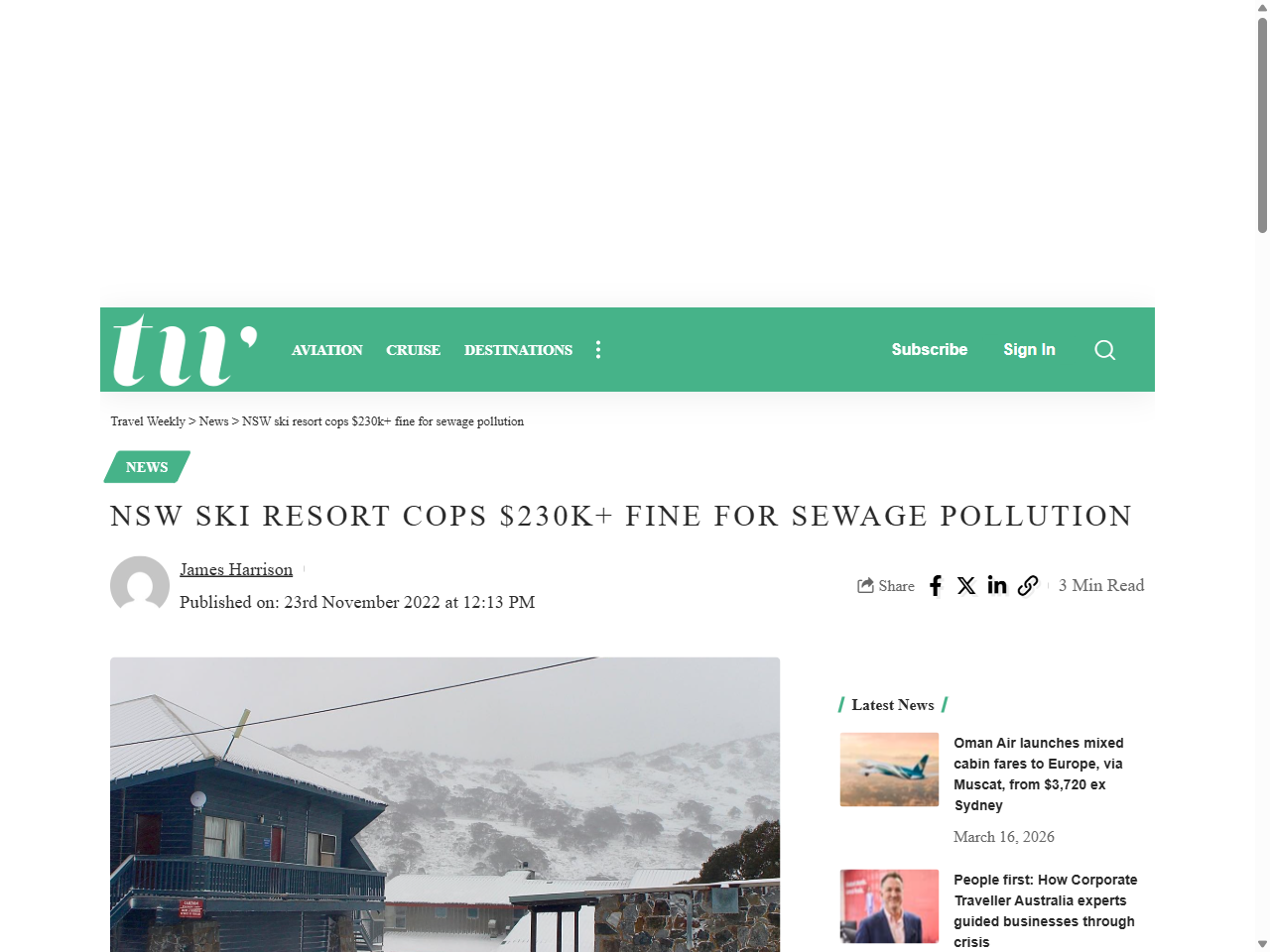 Preview of NSW ski resort cops $230k+ fine for sewage pollution - Travel Weekly, accessed August 17, 2025, 