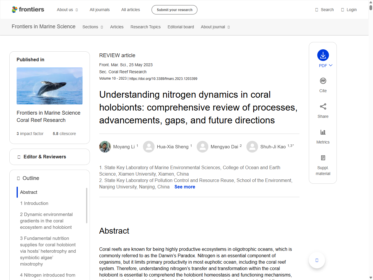 Preview of Understanding nitrogen dynamics in coral holobionts: comprehensive review of processes, advancements, gaps, and future directions - Frontiers, accessed August 2, 2025,