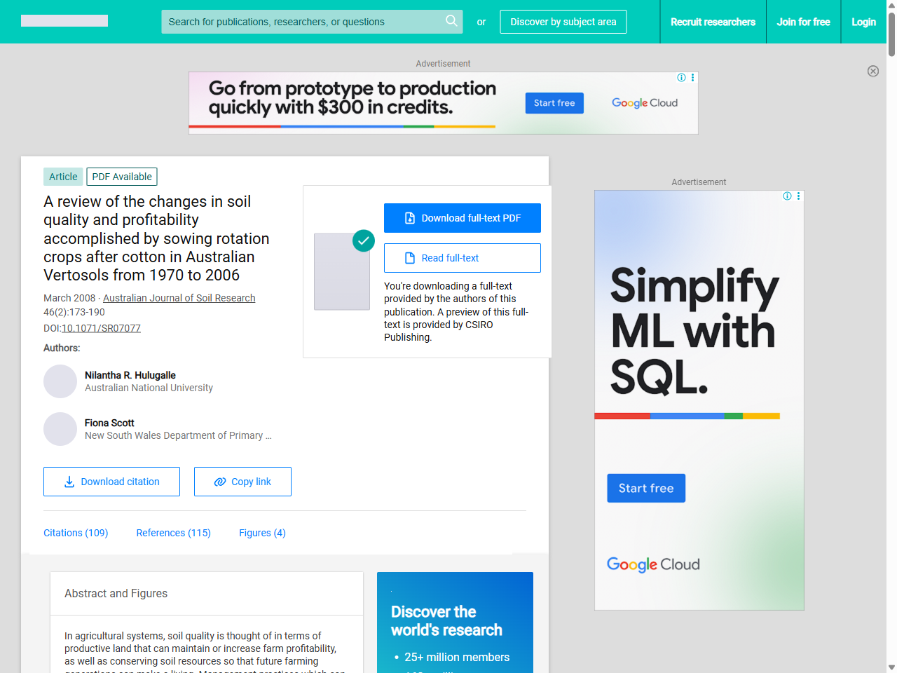Preview of (PDF) A review of the changes in soil quality and profitability accomplished by sowing rotation crops after cotton in Australian Vertosols from 1970 to 2006 - ResearchGate, accessed July 19, 2025, 