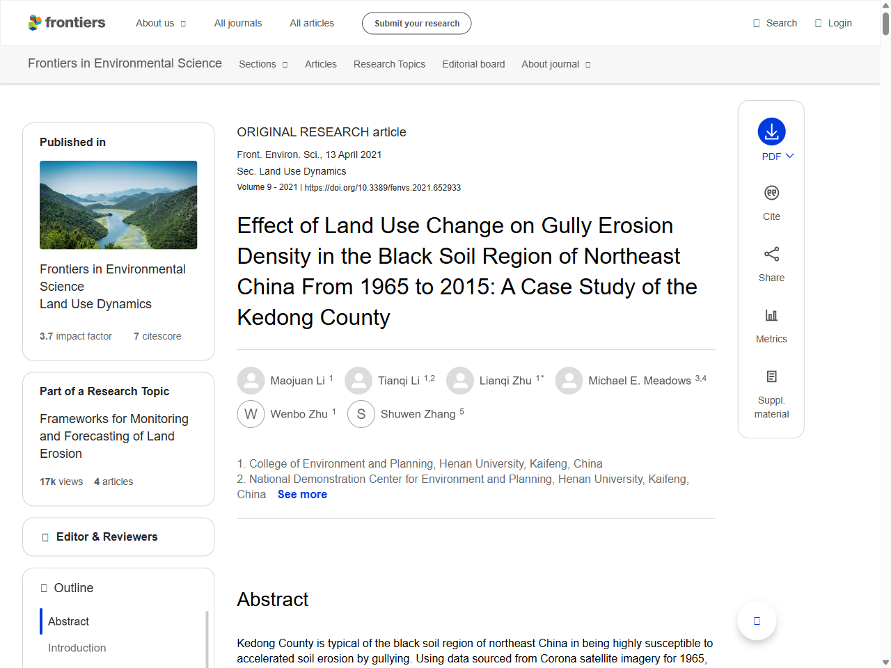 Preview of Effect of Land Use Change on Gully Erosion Density in the Black Soil Region of Northeast China From 1965 to 2015: A Case Study of the Kedong County - Frontiers, accessed August 3, 2025