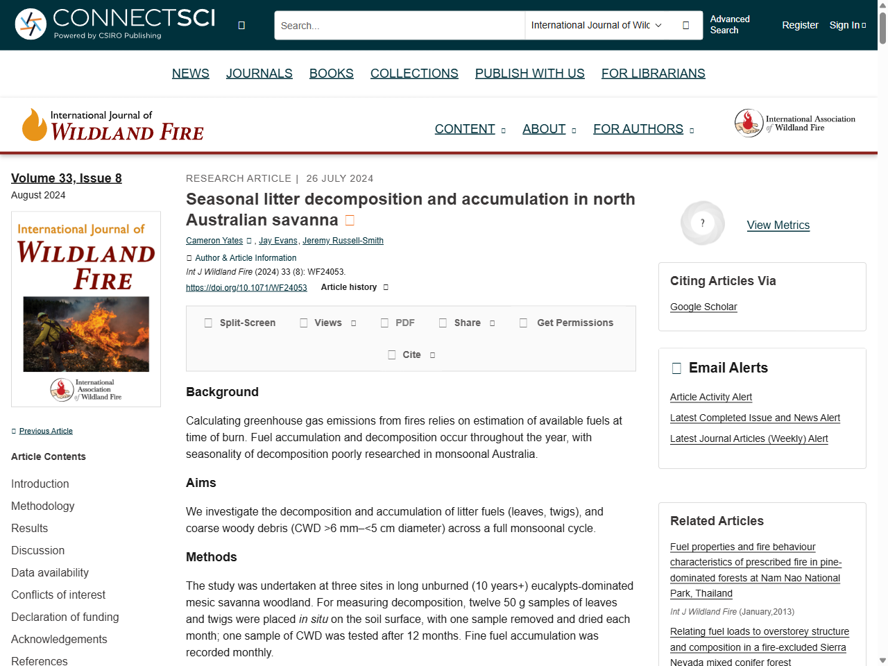 Preview of International Journal of Wildland Fire - CSIRO PUBLISHING, accessed May 16, 2025,