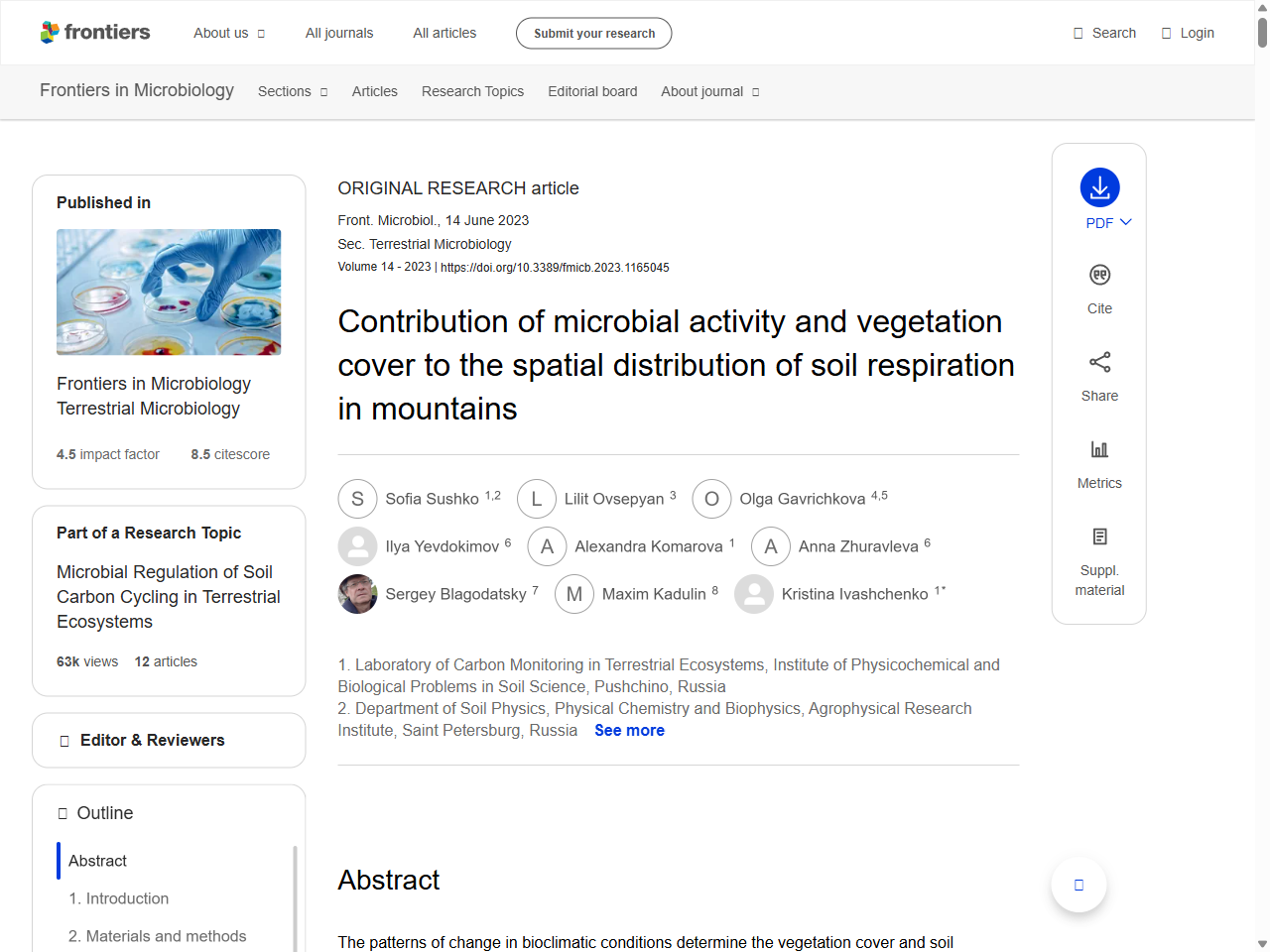 Preview of Contribution of microbial activity and vegetation cover to the spatial distribution of soil respiration in mountains - Frontiers, accessed August 28, 2025,