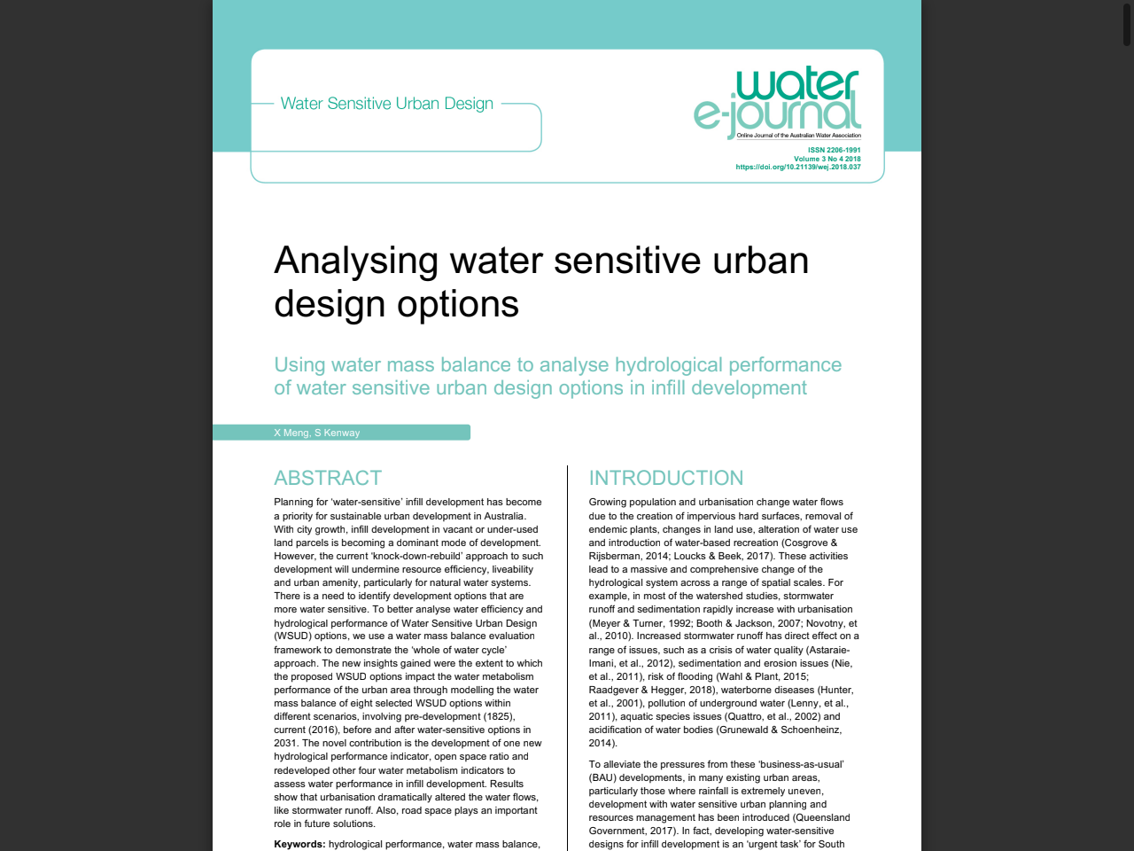Preview of Analysing water sensitive urban design options, accessed July 26, 2025,