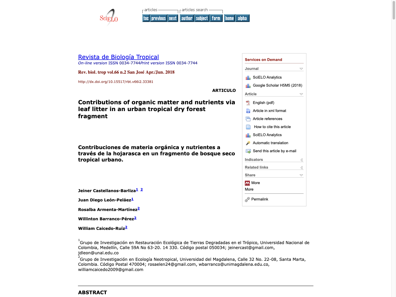 Preview of Contributions of organic matter and nutrients via leaf litter in an urban tropical dry forest fragment - SciELO, accessed July 22, 2025, 