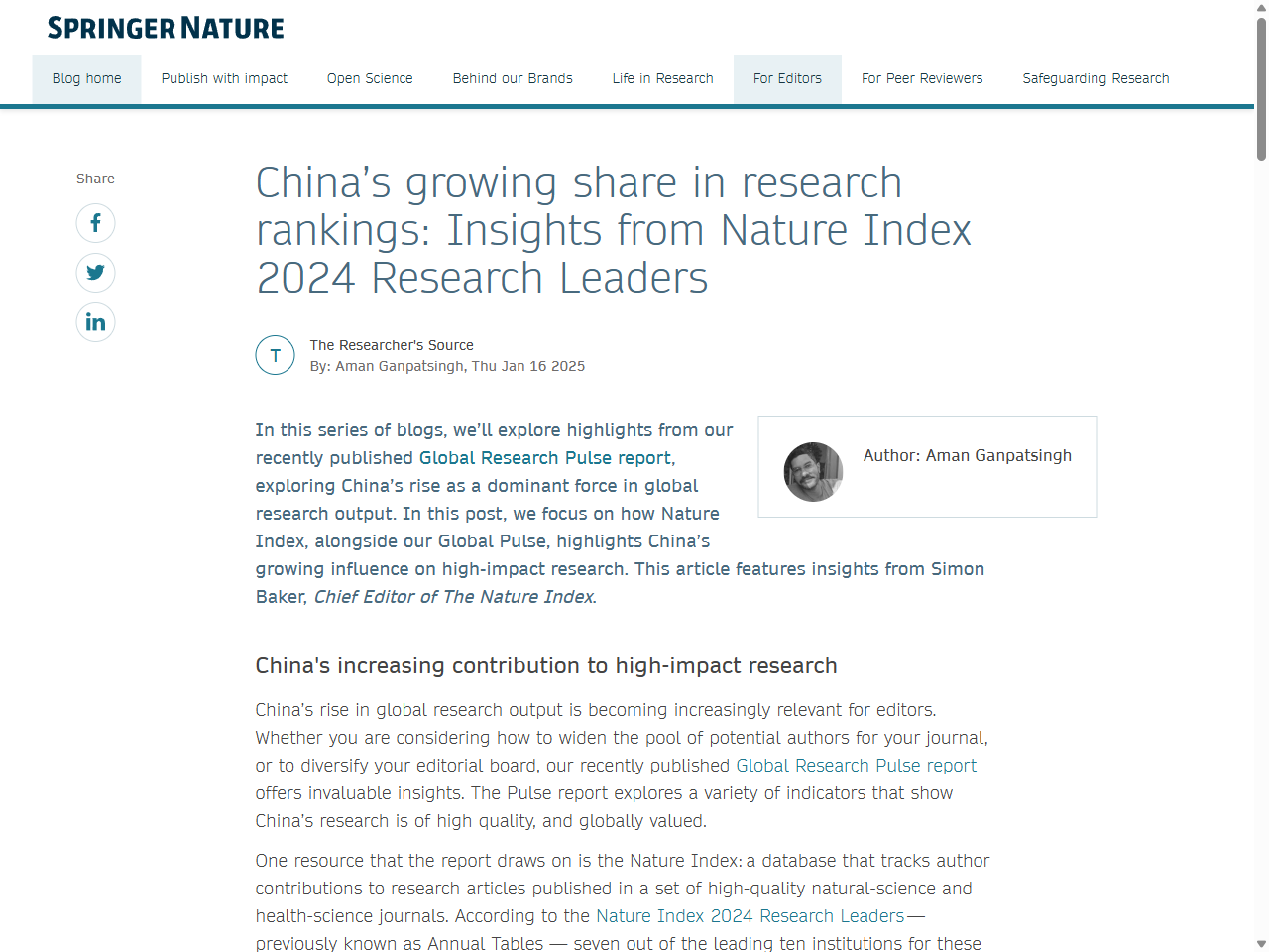 Preview of Nature Index: Earth and Environmental Sciences at the Top - Universität Bremen