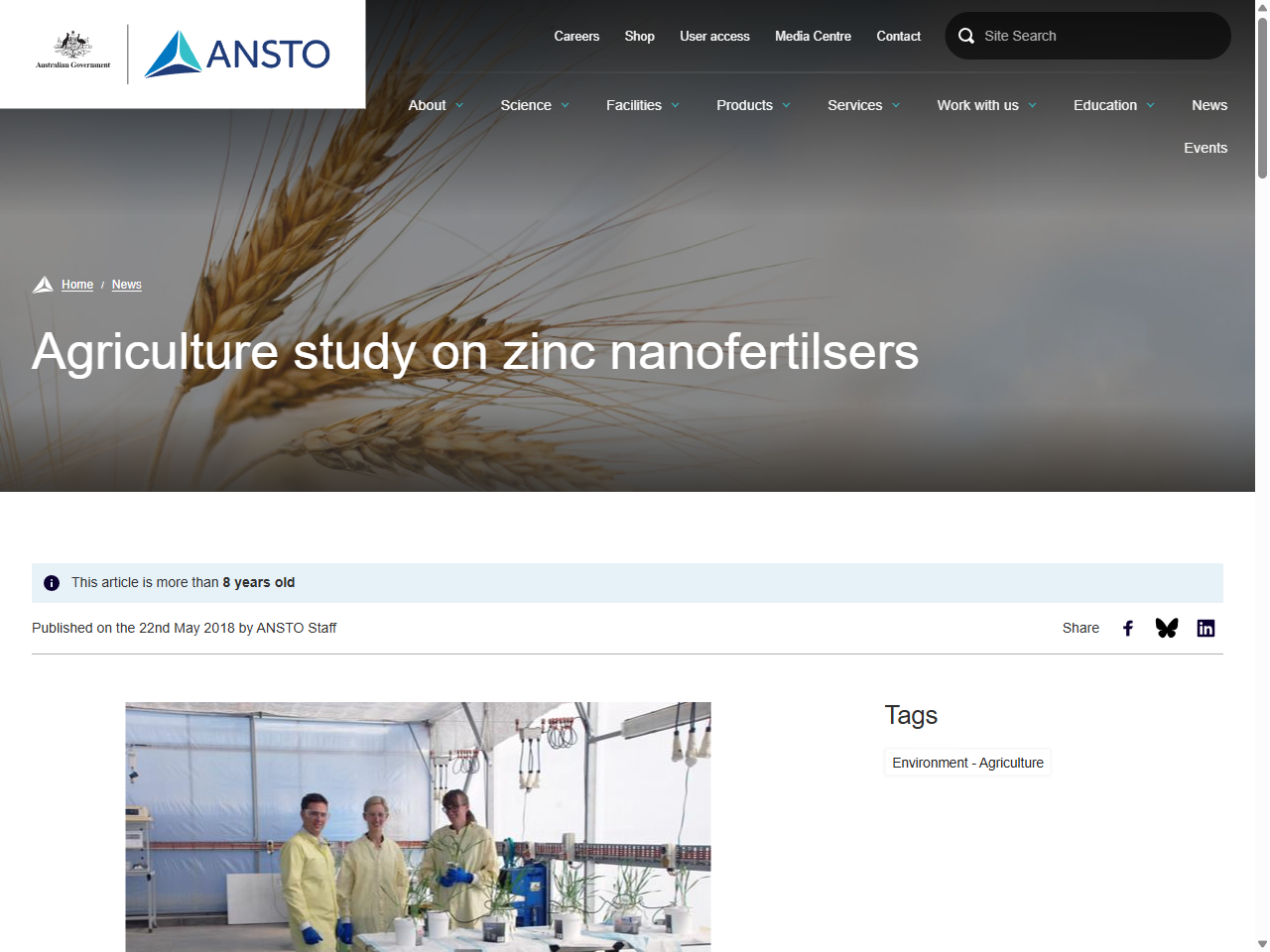 Preview of Agriculture study on zinc nanofertilsers - ANSTO