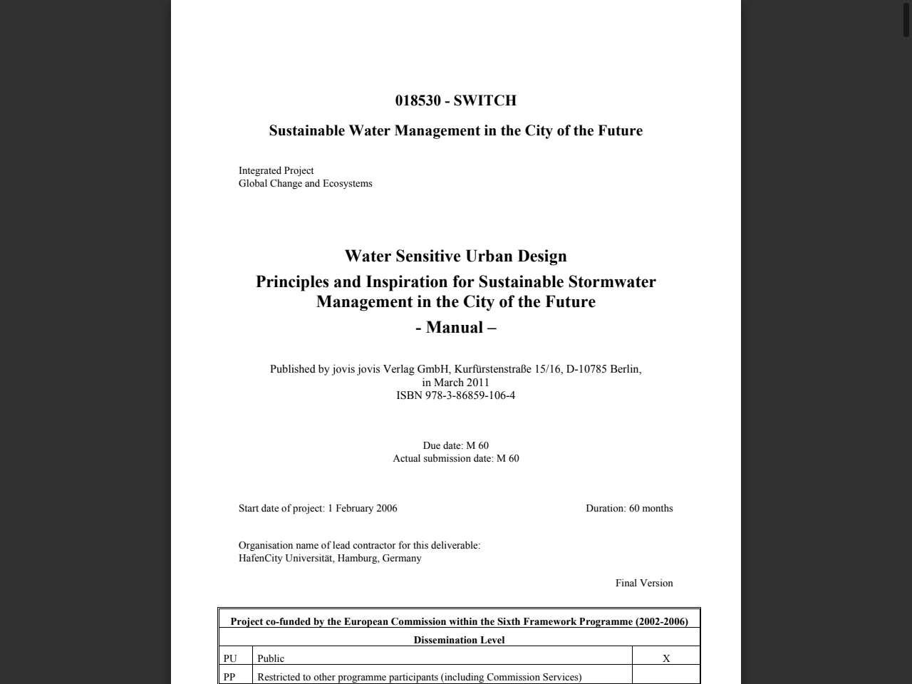 Preview of Water Sensitive Urban Design Principles and Inspiration for Sustainable Stormwater Management in the City of the Future - Manual - HafenCity Universität