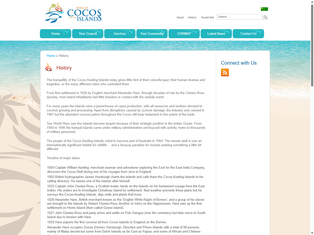 Preview of History - Shire of Cocos