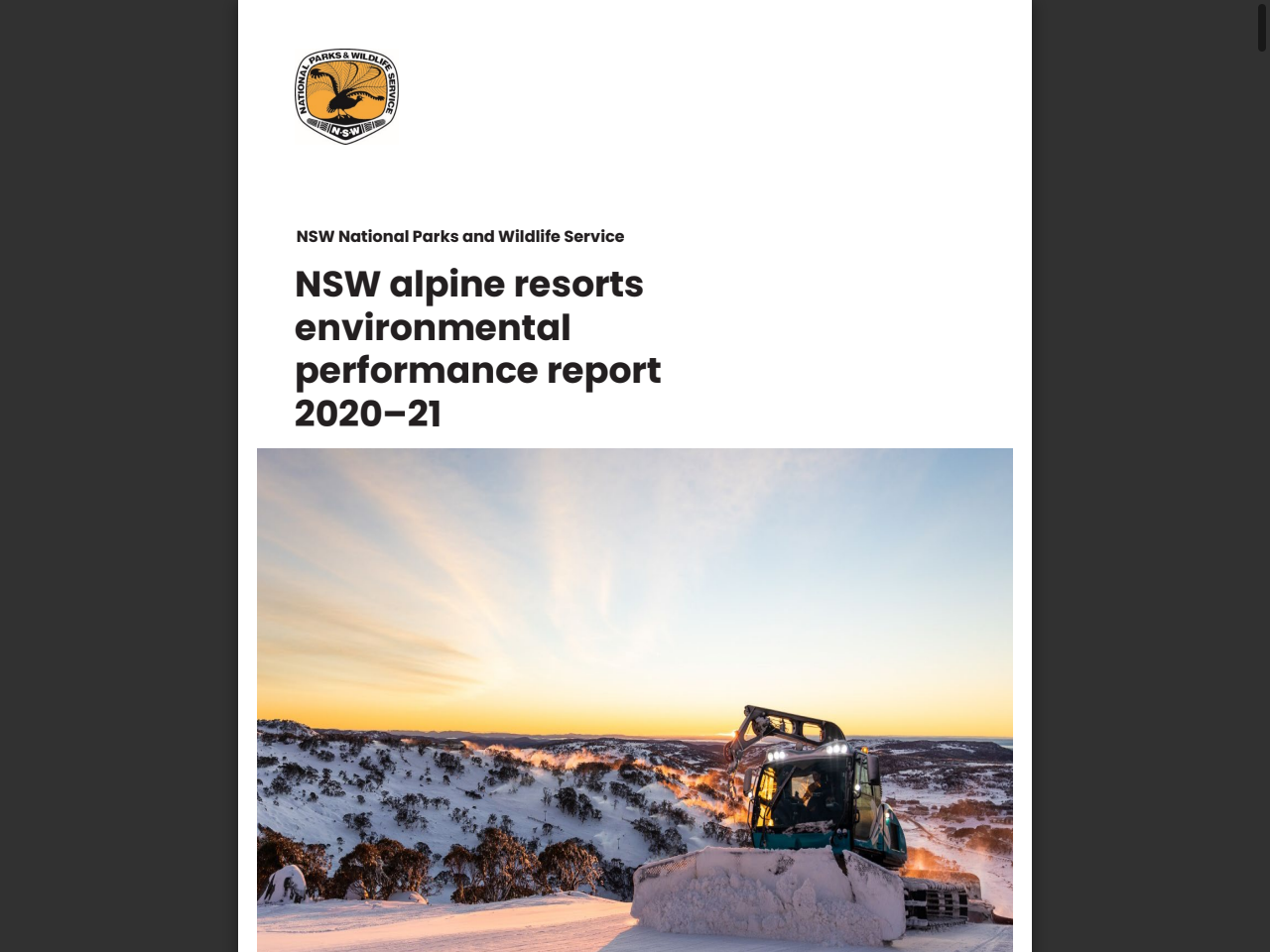 Preview of NSW alpine resorts environmental performance report 2020–21
