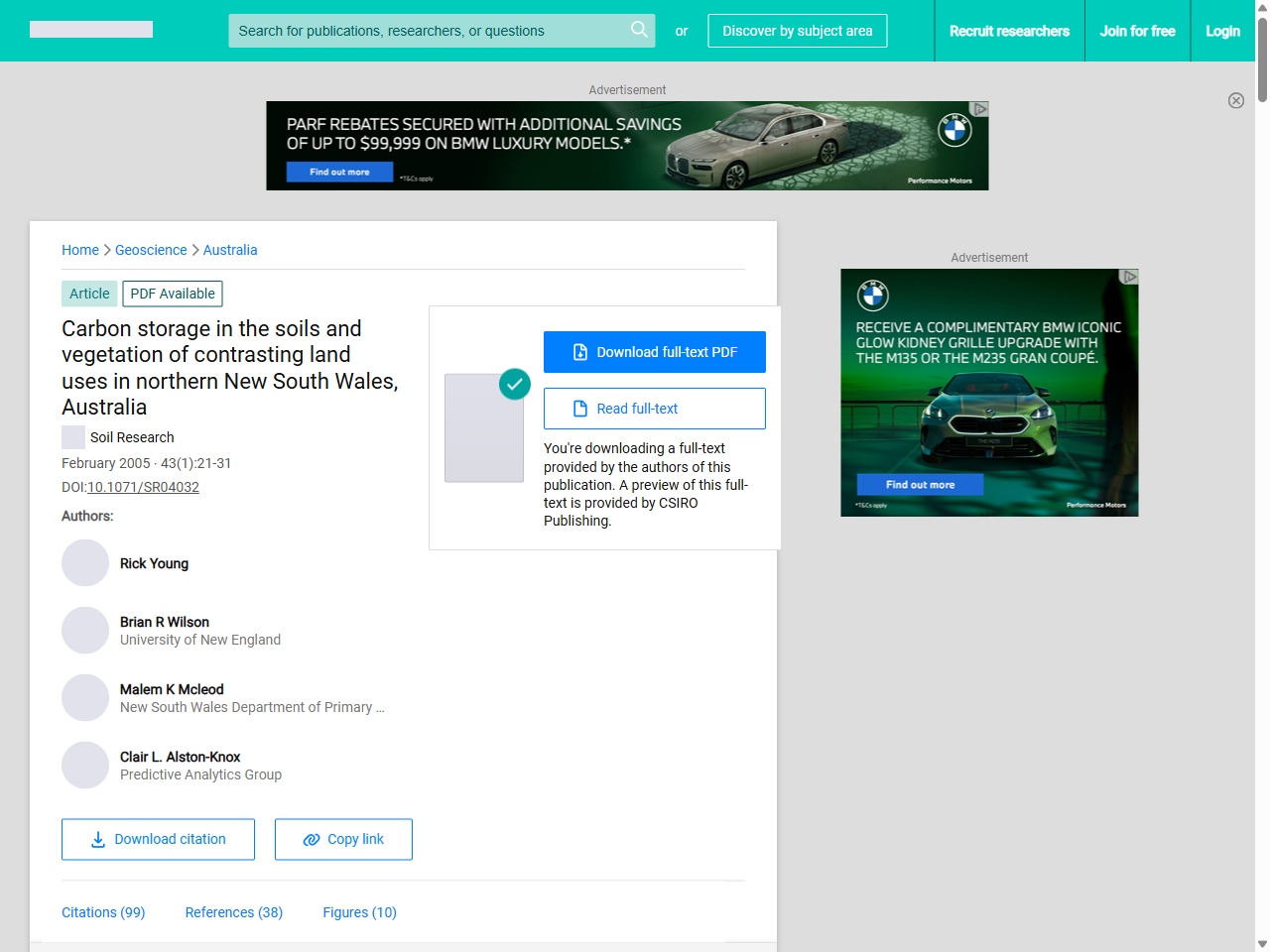 Preview of Carbon storage in the soils and vegetation of contrasting land uses in northern New South Wales, Australia