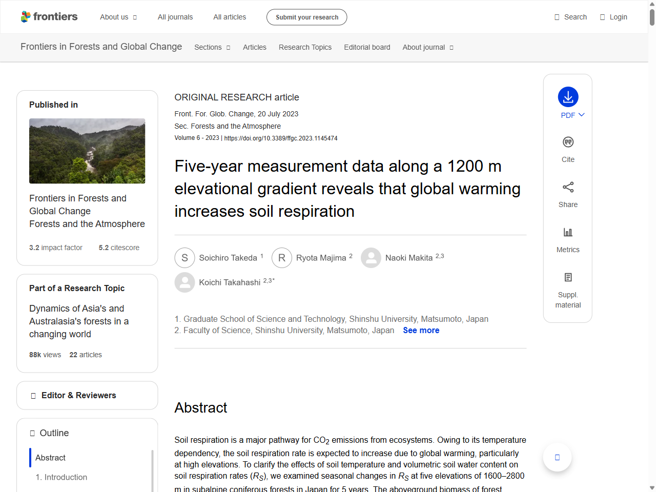Preview of Five-year measurement data along a 1200 m elevational gradient reveals that global warming increases soil respiration - Frontiers, accessed August 28, 2025,