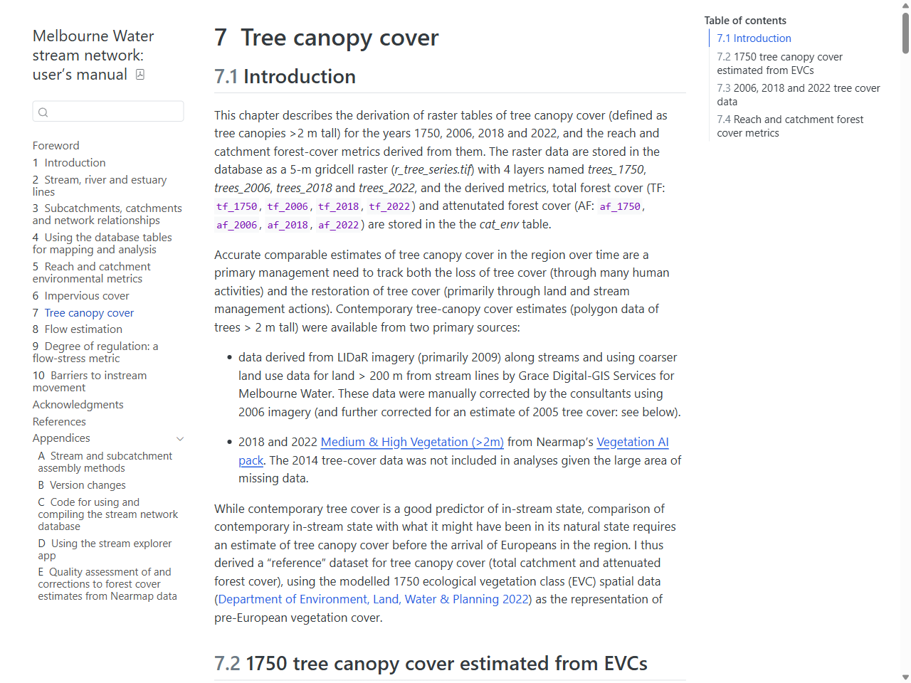 Preview of Melbourne Water stream network: user's manual - 7 Tree canopy cover, accessed on May 25, 2025,
