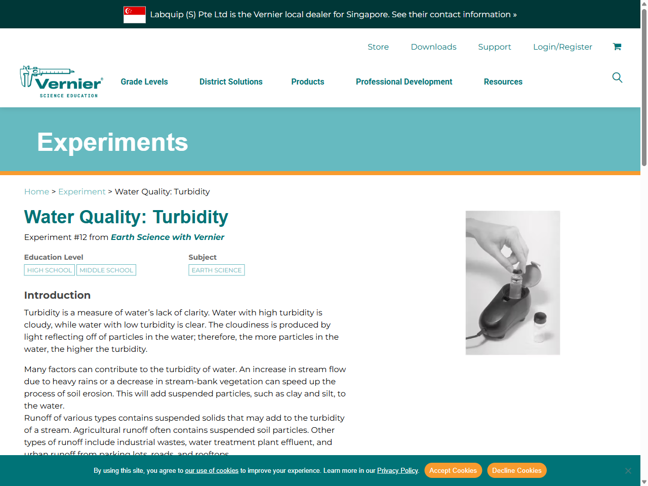 Preview of Water Quality: Turbidity - Experiment - Vernier Software, accessed July 27, 2025, 