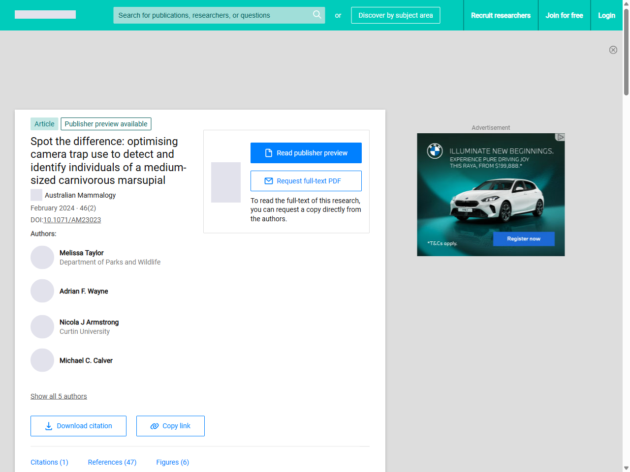 Preview of Spot the difference: optimising camera trap use to detect and identify individuals of a medium-sized carnivorous marsupial - ResearchGate, accessed August 6, 2025