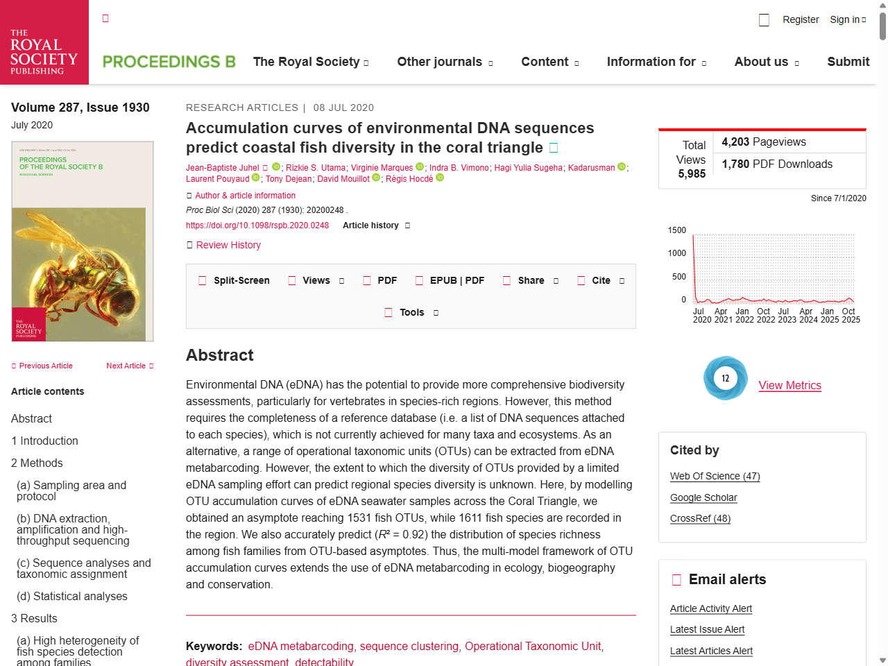Preview of Accumulation curves of environmental DNA sequences predict coastal fish diversity in the coral triangle | Proceedings of the Royal Society B: Biological Sciences - Journals, accessed August 12, 2025