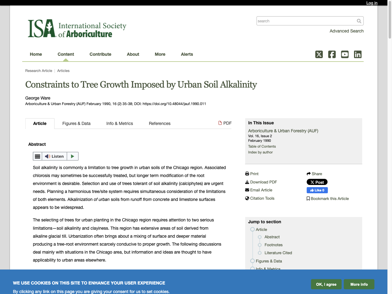 Preview of Constraints to Tree Growth Imposed by Urban Soil Alkalinity | Arboriculture & Urban Forestry, accessed July 30, 2025,