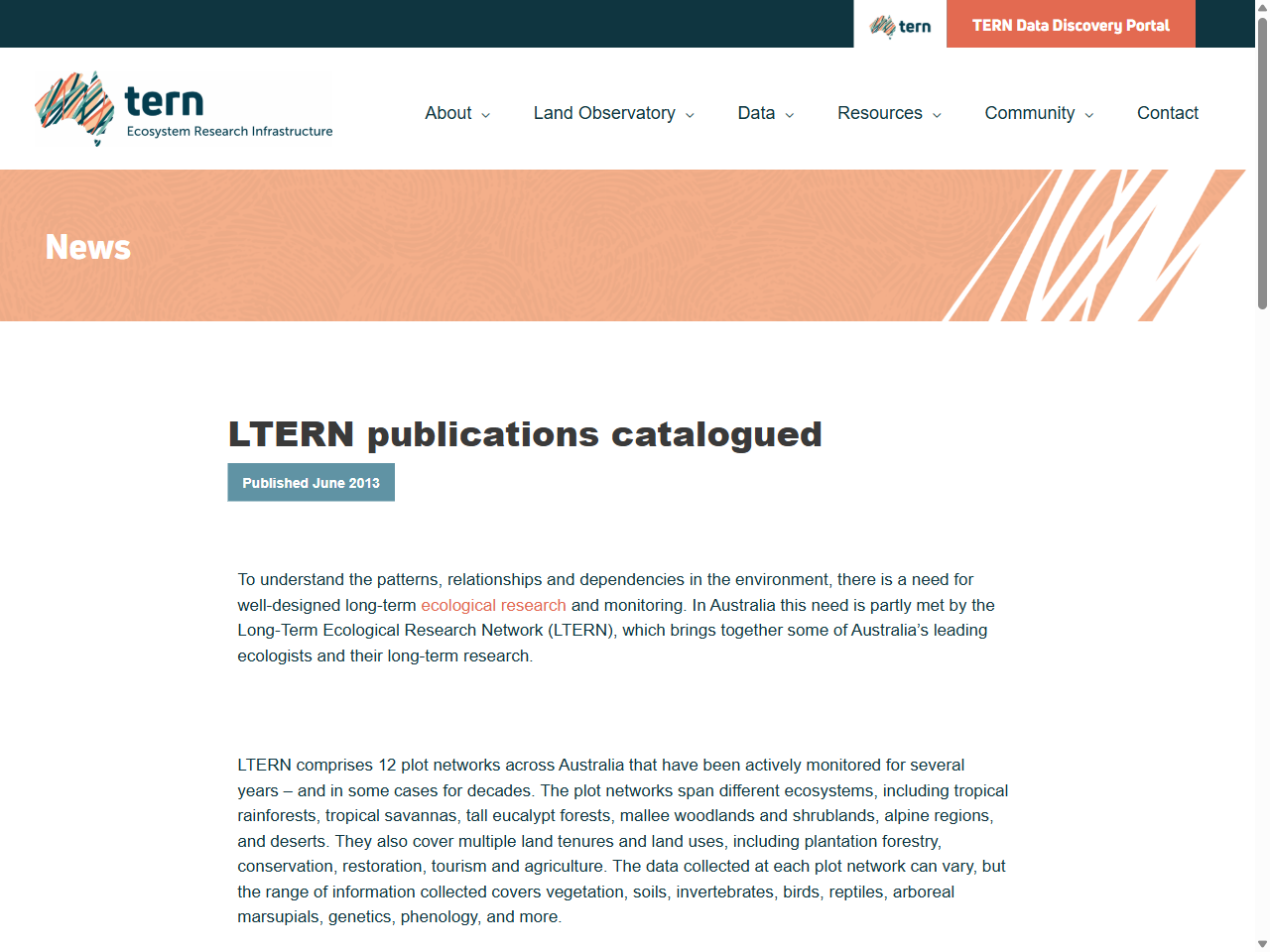 Preview of LTERN publications catalogued | TERN Australia - Terrestrial Ecosystem Research Network, accessed on May 25, 2025,