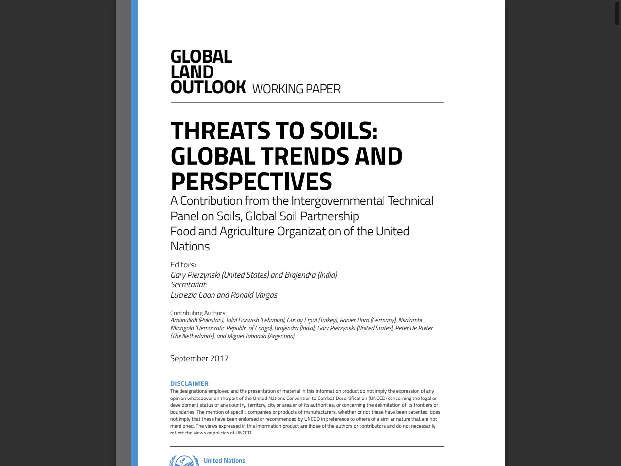 Preview of THREATS TO SOILS: GLOBAL TRENDS AND PERSPECTIVES - UNCCD