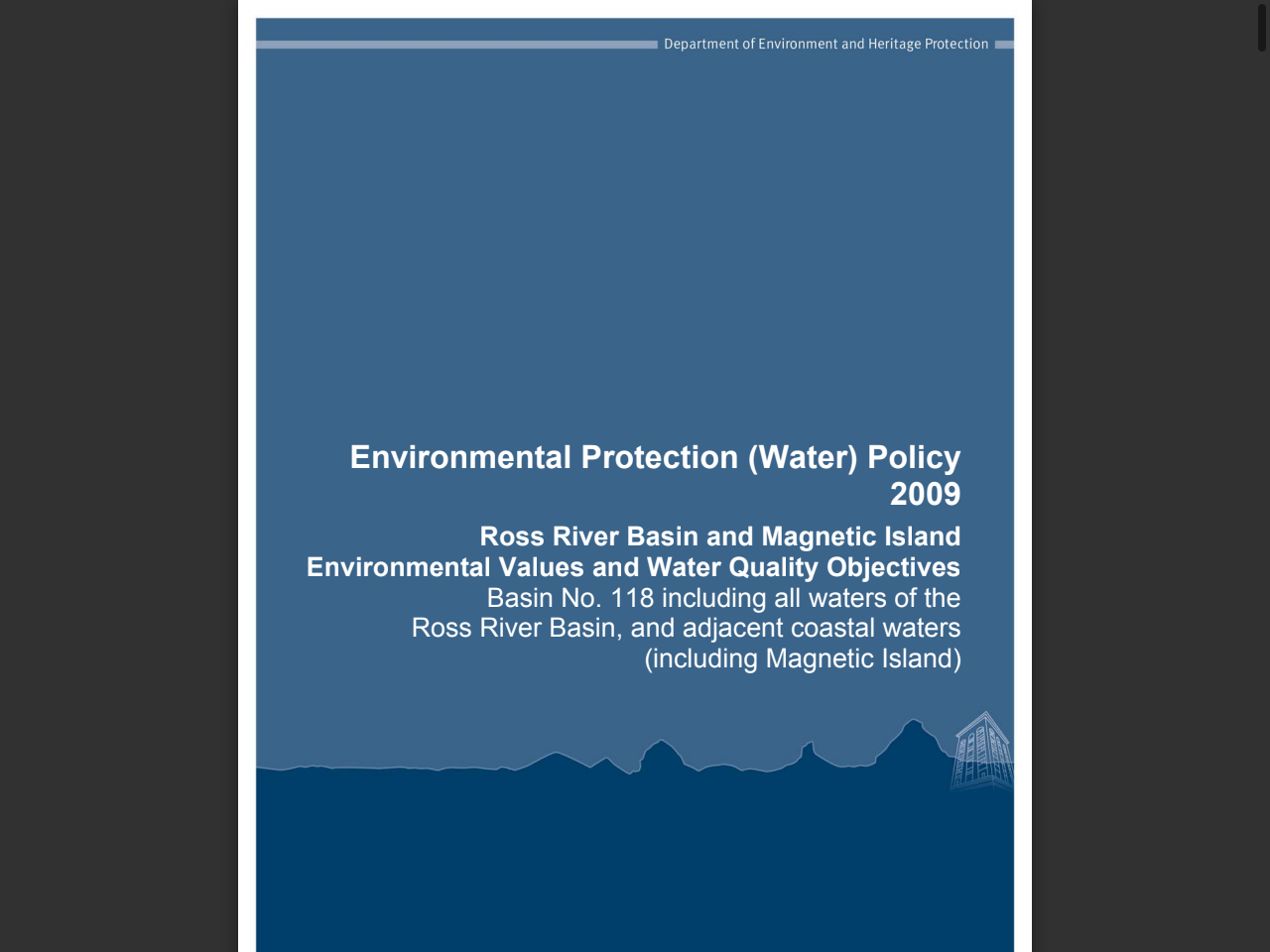 Preview of Environmental Protection (Water) Policy 2009 Ross River Basin and Magnetic Island Environmental Values and Water Quality Objecti - Queensland Environment Department, accessed July 18, 2025,