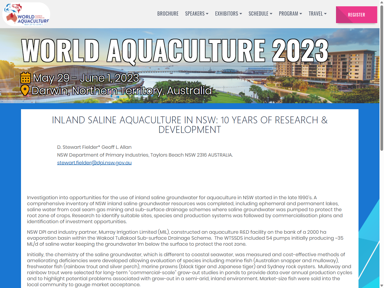 Preview of Meeting Presentation | INLAND SALINE AQUACULTURE IN NSW: 10 YEARS OF RESEARCH & DEVELOPMENT