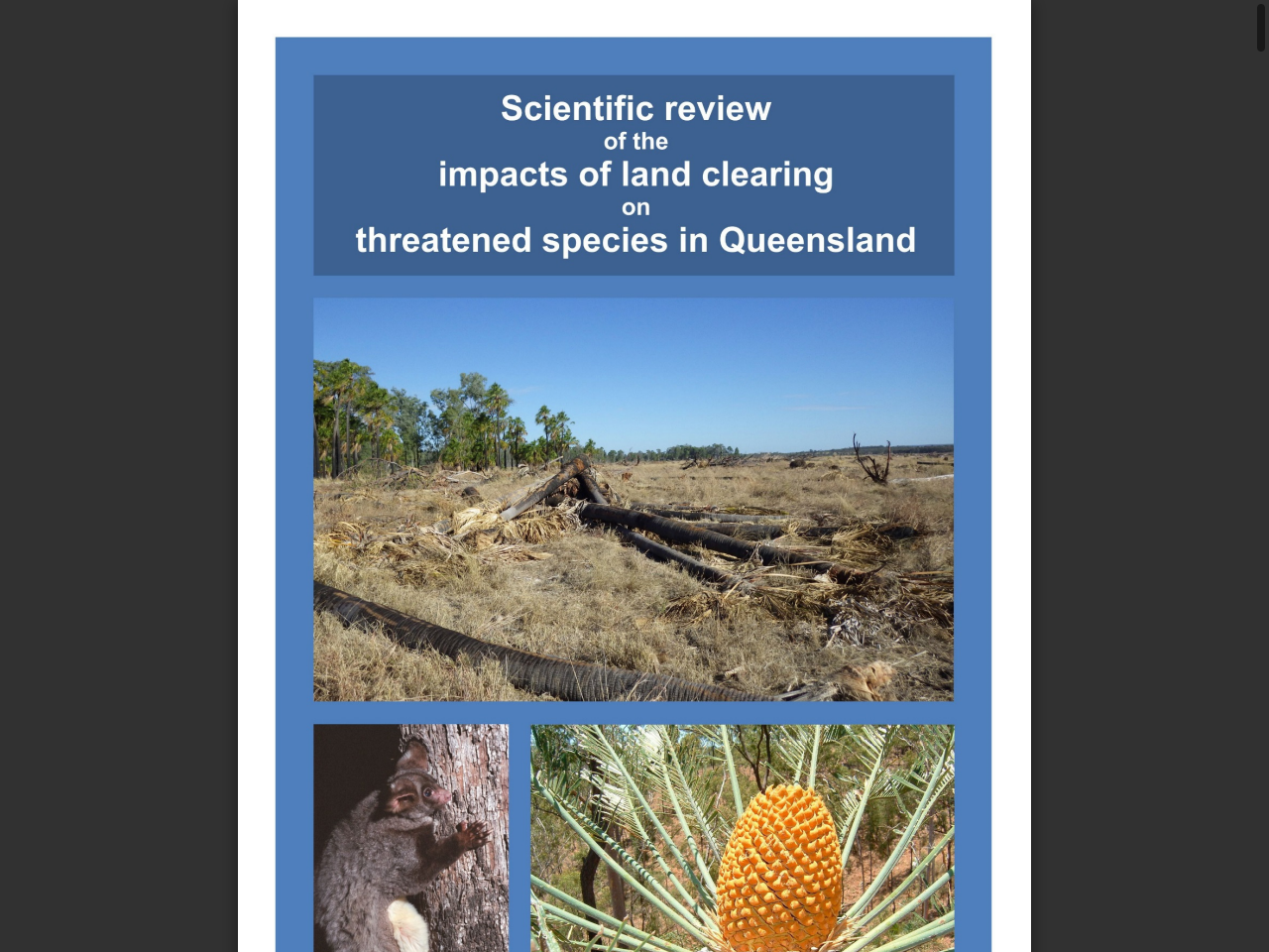 Preview of A scientific review of the impacts of land clearing on threatened species in Queensland 2016, accessed August 10, 2025,