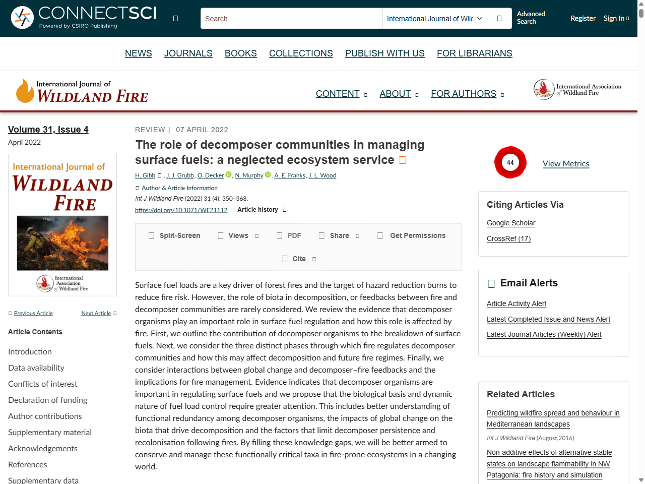 Preview of The role of decomposer communities in managing surface fuels: a neglected ecosystem service - CSIRO Publishing, accessed August 2, 2025