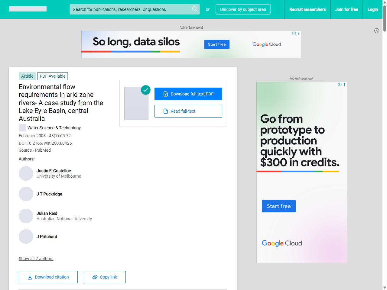 Preview of Environmental flow requirements in arid zone rivers- A case study from the Lake Eyre Basin, central Australia - ResearchGate