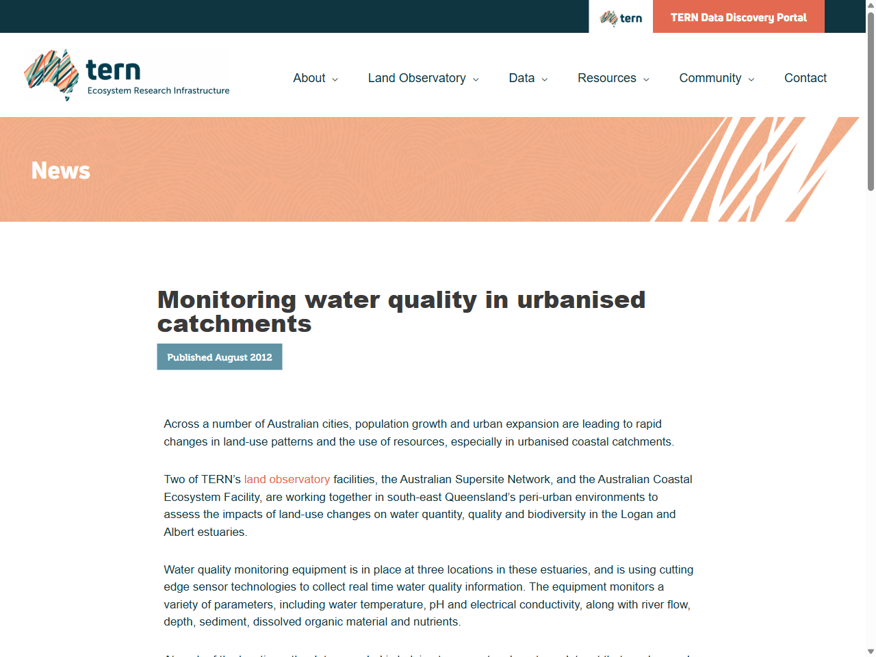 Preview of Monitoring water quality in urbanised catchments | TERN Australia