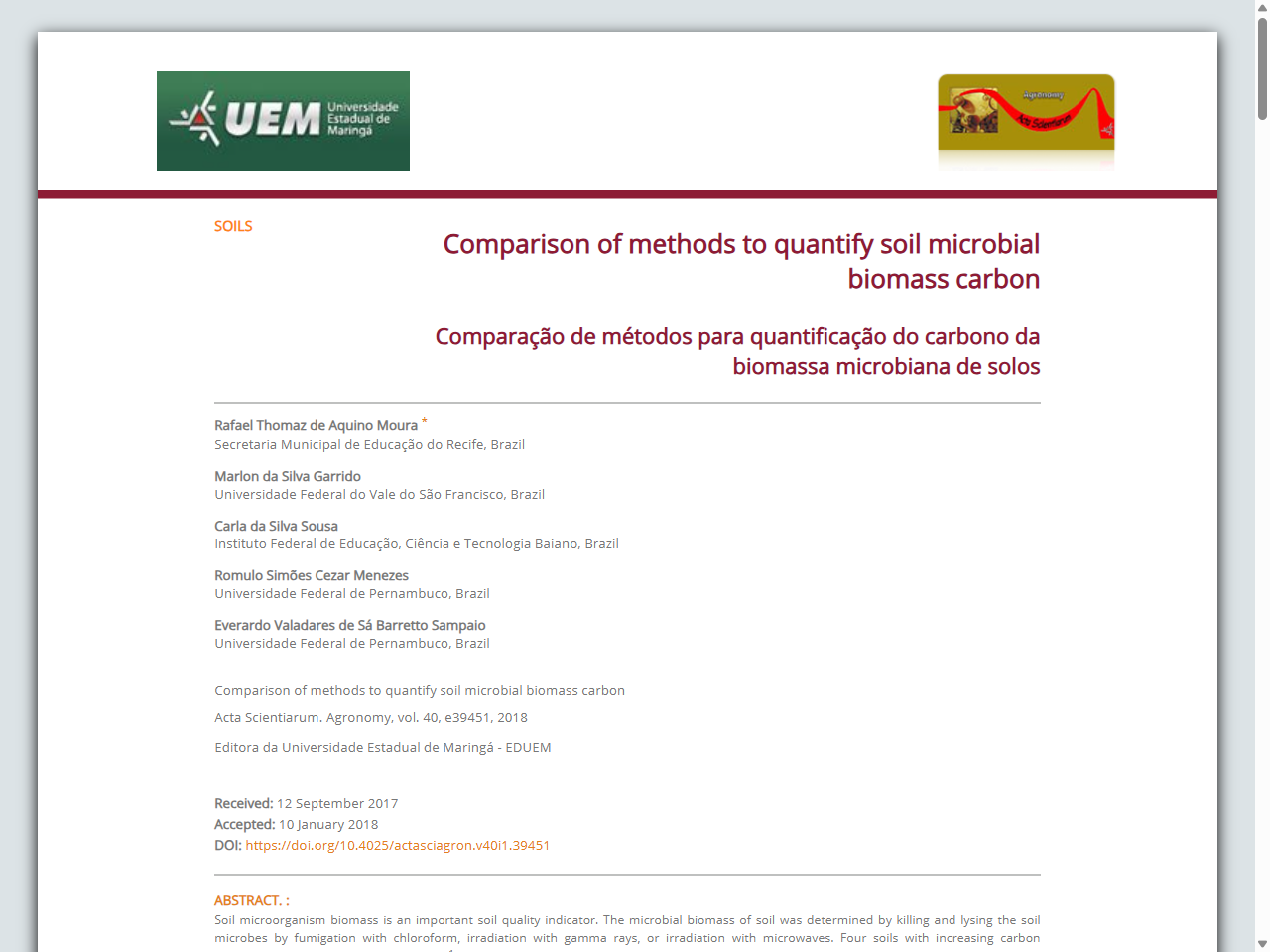 Preview of Xu, X., Schimel, J. P., Thornton, P. E., Song, X., Yuan, F., & Goswami, S. (2017). Substrate and environmental controls on microbial assimilation of soil organic carbon. Soil Biology and Biochemistry, 112, 8-16.