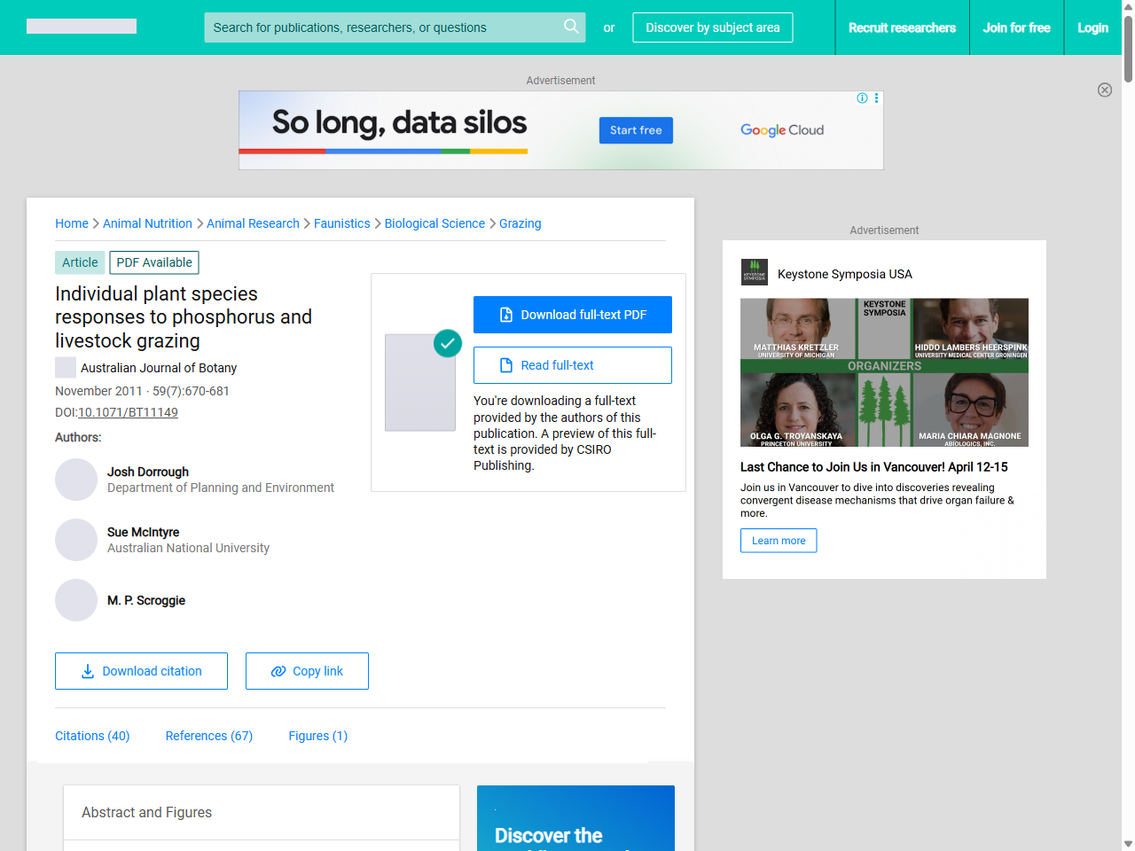 Preview of Individual plant species responses to phosphorus and livestock grazing