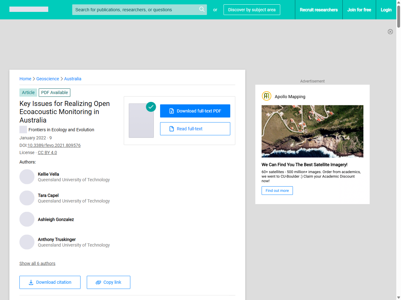 Preview of The Australian Acoustic Observatory | Request PDF - ResearchGate, accessed August 28, 2025