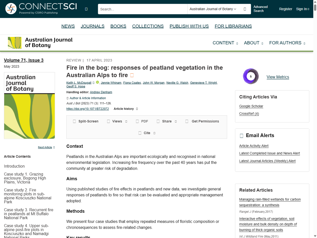 Preview of Fire in the bog: responses of peatland vegetation in the Australian Alps to fire - ConnectSci, accessed May 10, 2026