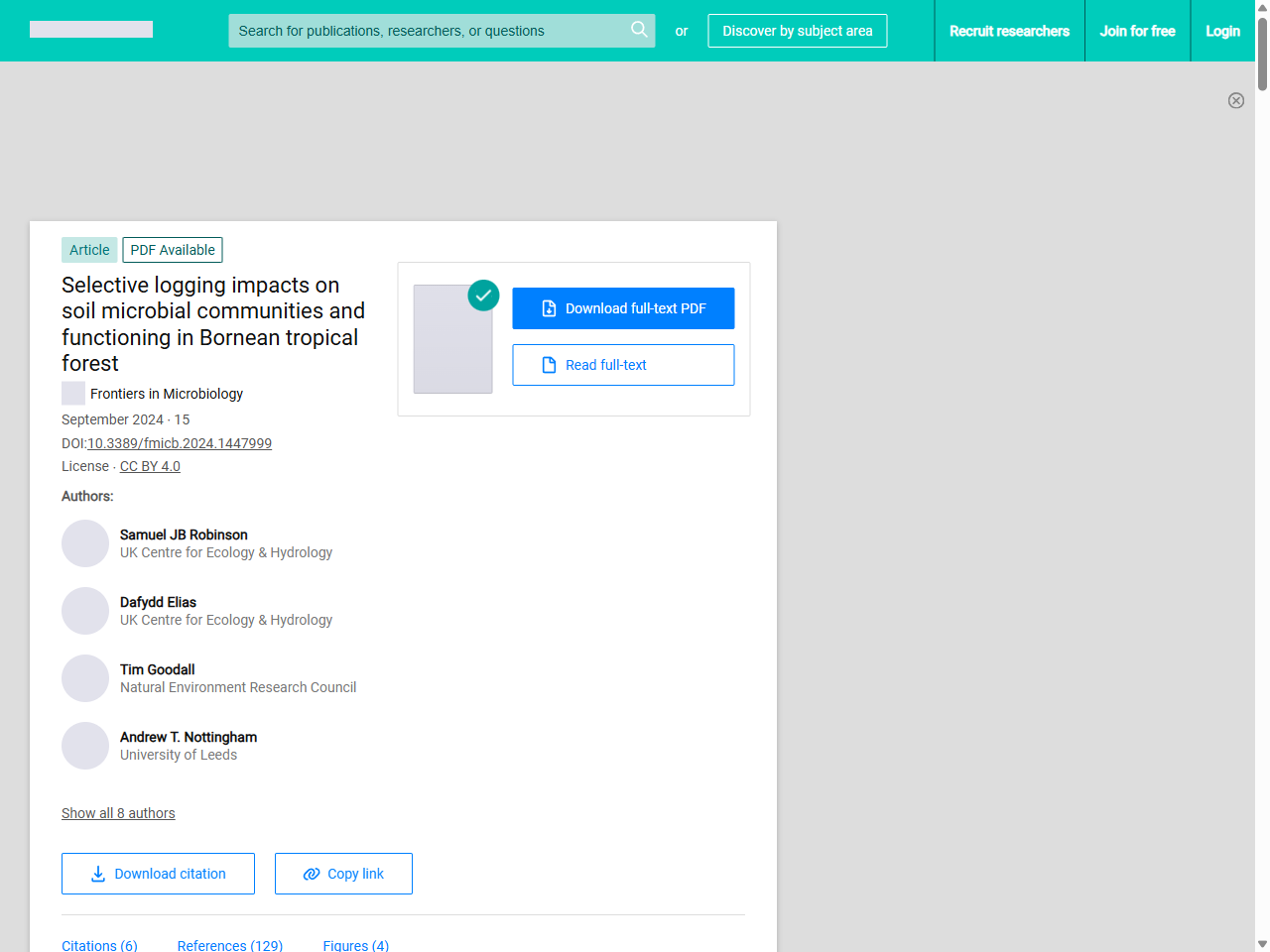 Preview of Selective logging impacts on soil microbial communities and functioning in Bornean tropical forest - PubMed Central, accessed July 21, 2025