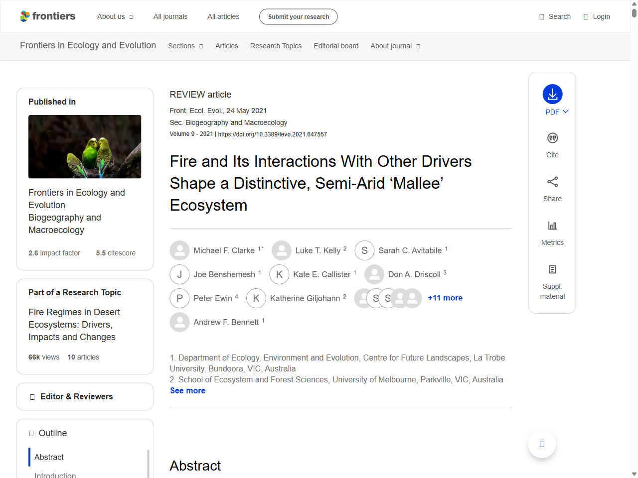 Preview of Fire and Its Interactions With Other Drivers Shape a Distinctive, Semi-Arid 'Mallee' Ecosystem - Frontiers, accessed July 8, 2025