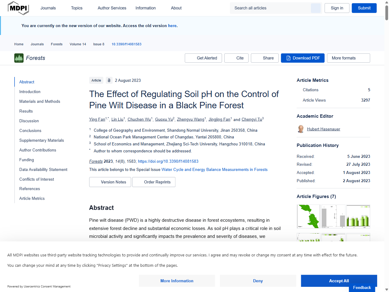 Preview of Wang, C., et al. (2023). Alleviating Pine Wilt Disease by Regulating Soil pH. Forests, 14(8), 1583.
